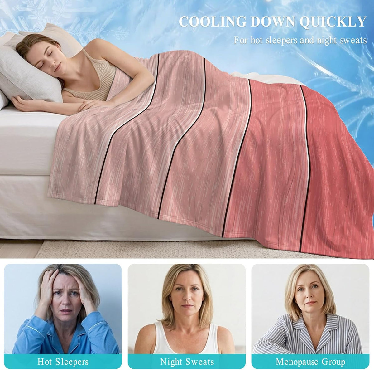 50"x60" Standard Throw Cooling Blanket Peach Pink Wood Grain Ice Silk Lightweight Breathable Soft Summer Blanket for Hot Sleepers Couch Bed Sofa Camping Farmhouse Wooden