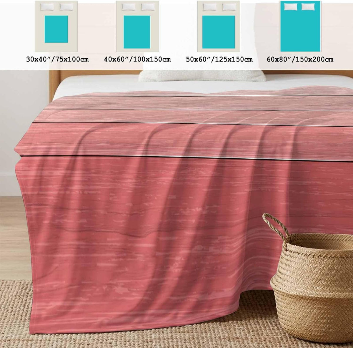 50"x60" Standard Throw Cooling Blanket Peach Pink Wood Grain Ice Silk Lightweight Breathable Soft Summer Blanket for Hot Sleepers Couch Bed Sofa Camping Farmhouse Wooden