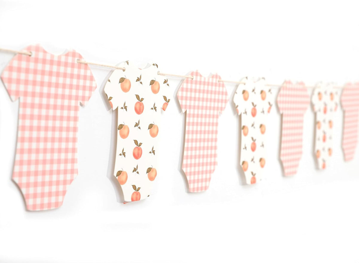 Peach Baby Shower Bodysuit Banner,Peach Party Birthday Decor