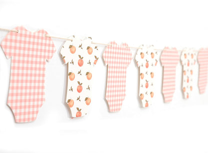 Peach Baby Shower Bodysuit Banner,Peach Party Birthday Decor