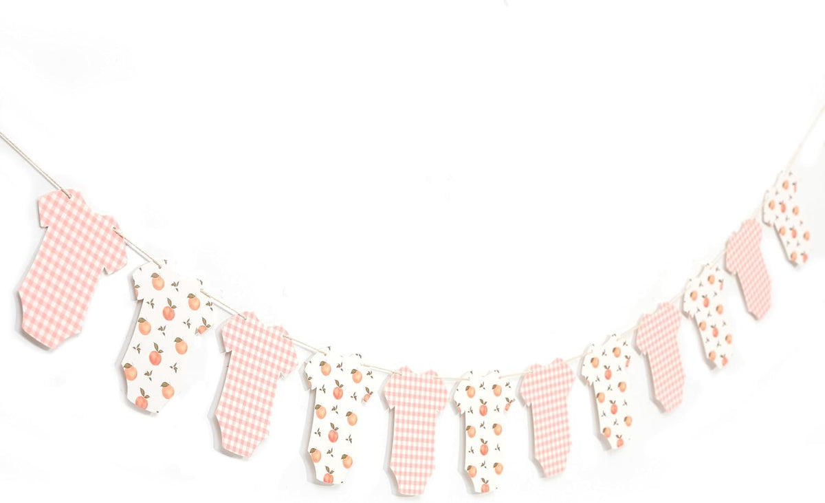 Peach Baby Shower Bodysuit Banner,Peach Party Birthday Decor