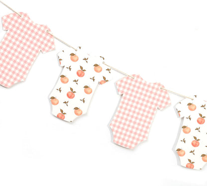 Peach Baby Shower Bodysuit Banner,Peach Party Birthday Decor