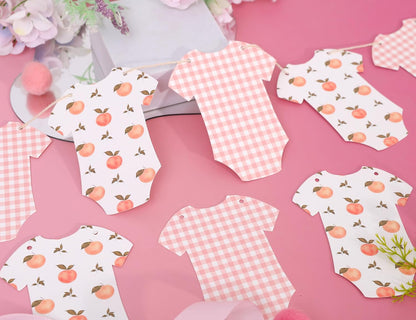Peach Baby Shower Bodysuit Banner,Peach Party Birthday Decor