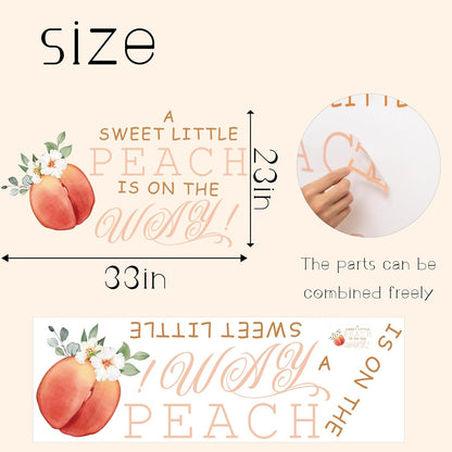 A Sweet Little Peach is On The Way Decal - Gender Reveal Girl or Boy Baby Shower Decal Sign,Gender Neutral Baby Shower Decor(Big Peach)
