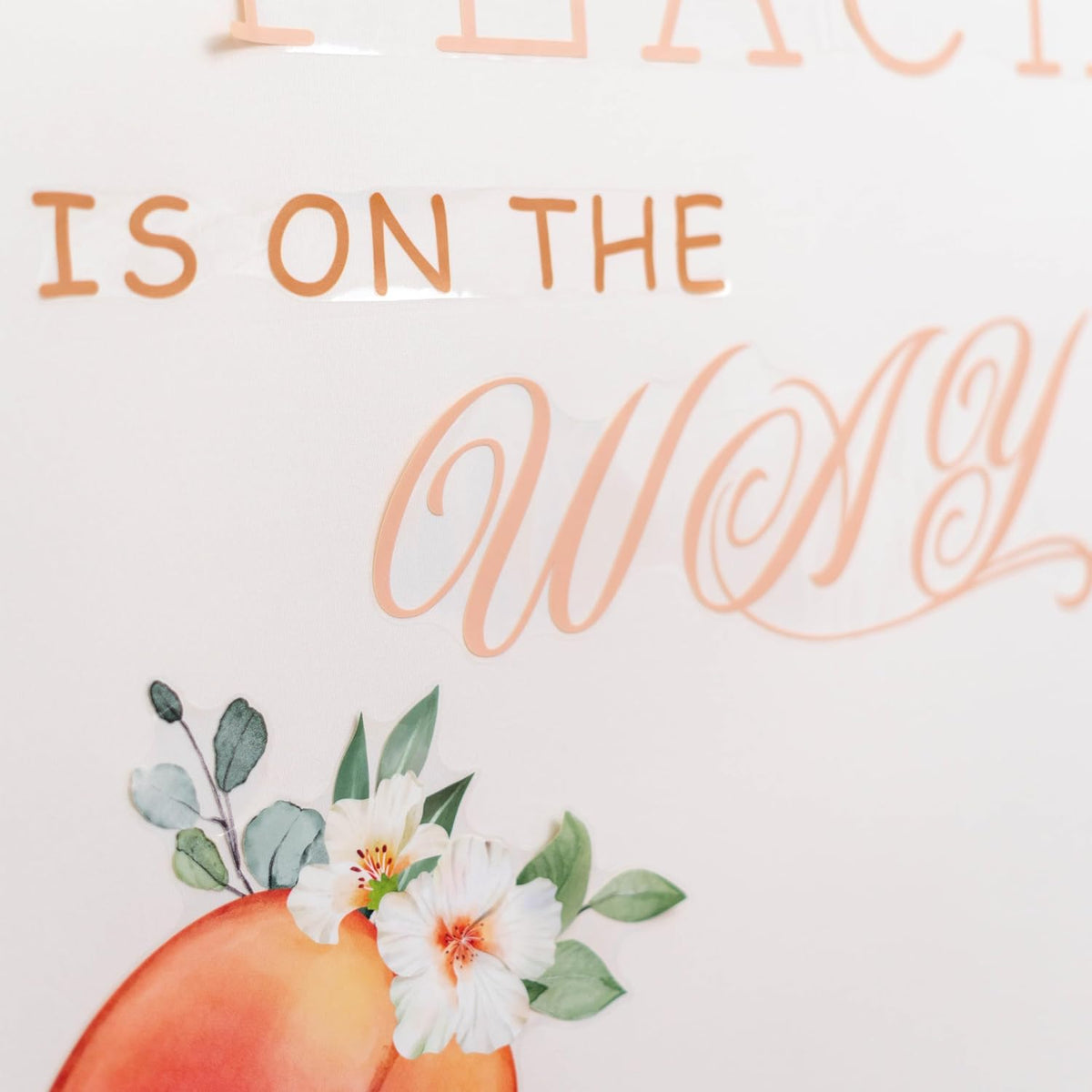 A Sweet Little Peach is On The Way Decal - Gender Reveal Girl or Boy Baby Shower Decal Sign,Gender Neutral Baby Shower Decor(Big Peach)