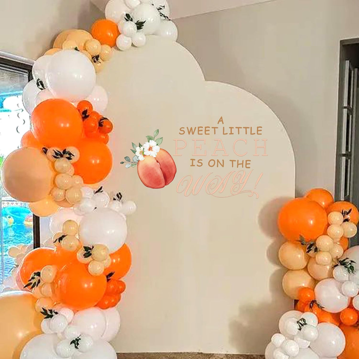 A Sweet Little Peach is On The Way Decal - Gender Reveal Girl or Boy Baby Shower Decal Sign,Gender Neutral Baby Shower Decor(Big Peach)
