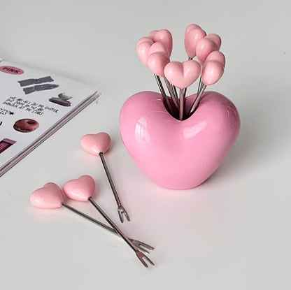 Coffe Spoons Pink Heart set with 10 Stir Cute Dessert Ice-Cream TeaSpoons Tableware Creative Coffee Bar Accessories for women (Pink)