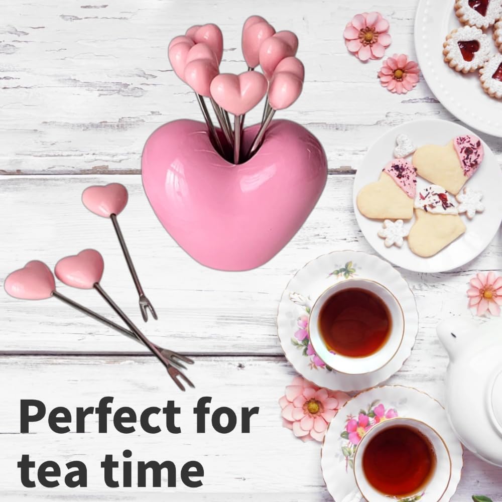 Coffe Spoons Pink Heart set with 10 Stir Cute Dessert Ice-Cream TeaSpoons Tableware Creative Coffee Bar Accessories for women (Pink)