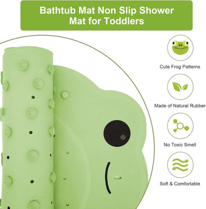 Bathtub Mat Non Slip for Baby Toddlers 30"x 18",Cute Bath Shower Mat with Frog Pattern for Tub,Washable Anti Slip Kids Bath Mat Shower Mats for Bathroom Kitchen Restroom,Pink