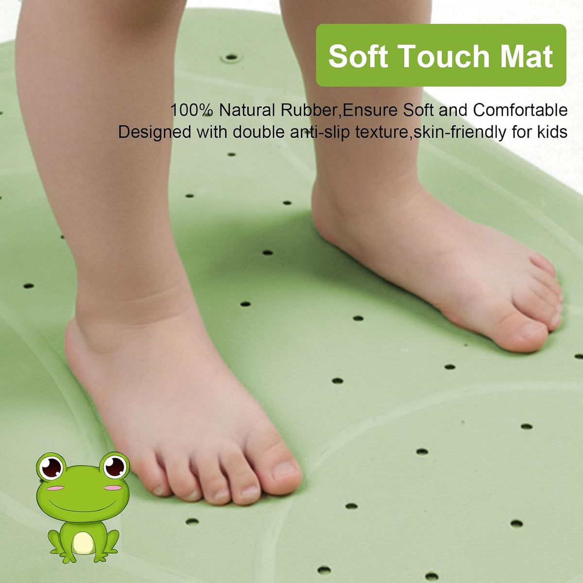 Bathtub Mat Non Slip for Baby Toddlers 30"x 18",Cute Bath Shower Mat with Frog Pattern for Tub,Washable Anti Slip Kids Bath Mat Shower Mats for Bathroom Kitchen Restroom,Pink