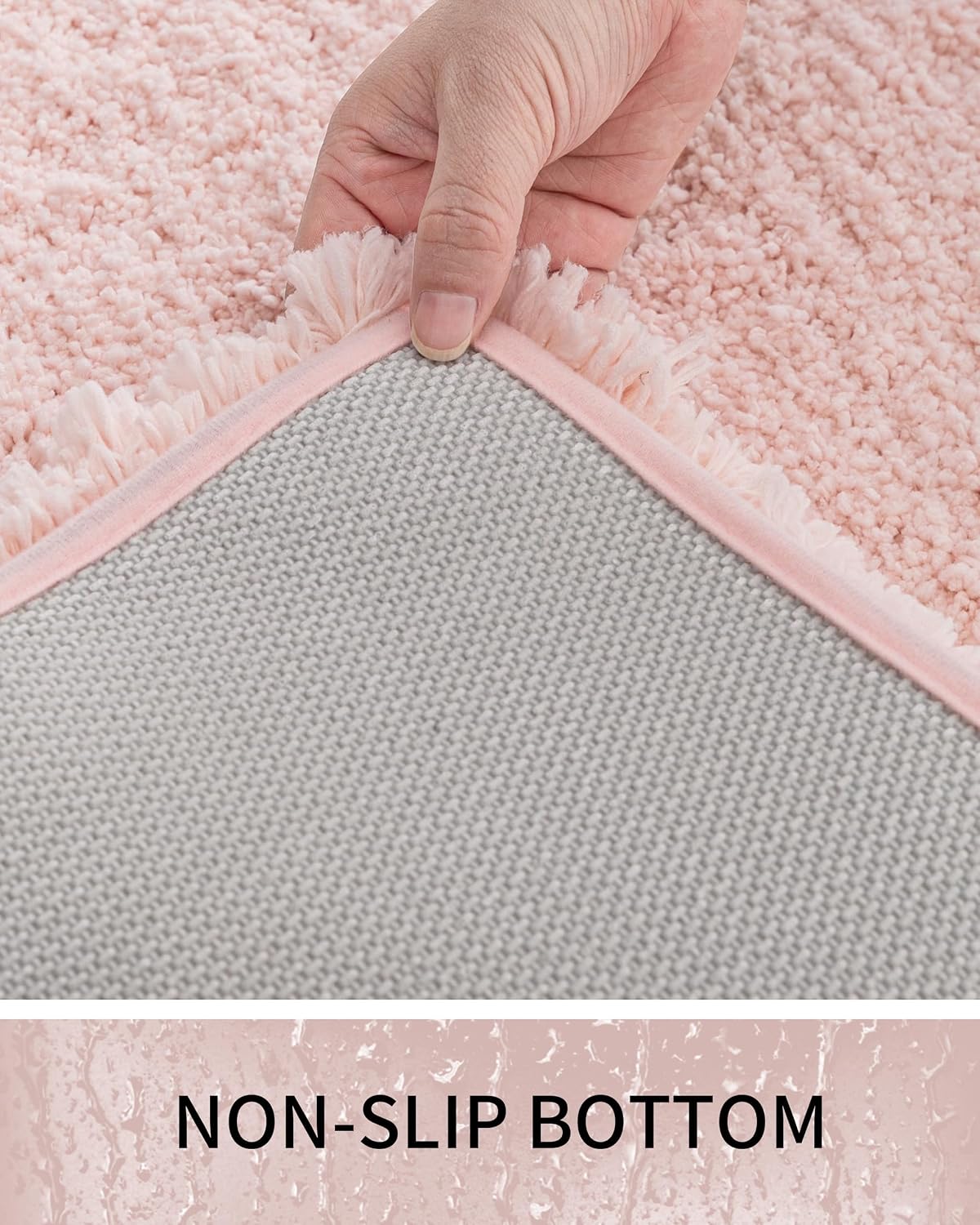 Toilet Rugs U-Shaped Mat 24x22, Contour Bathroom Mat - Ultra Soft & Absorbent Microfiber, Quick-Dry, Machine Washable with High Density Foam Latex Non Slip Backing, Pink