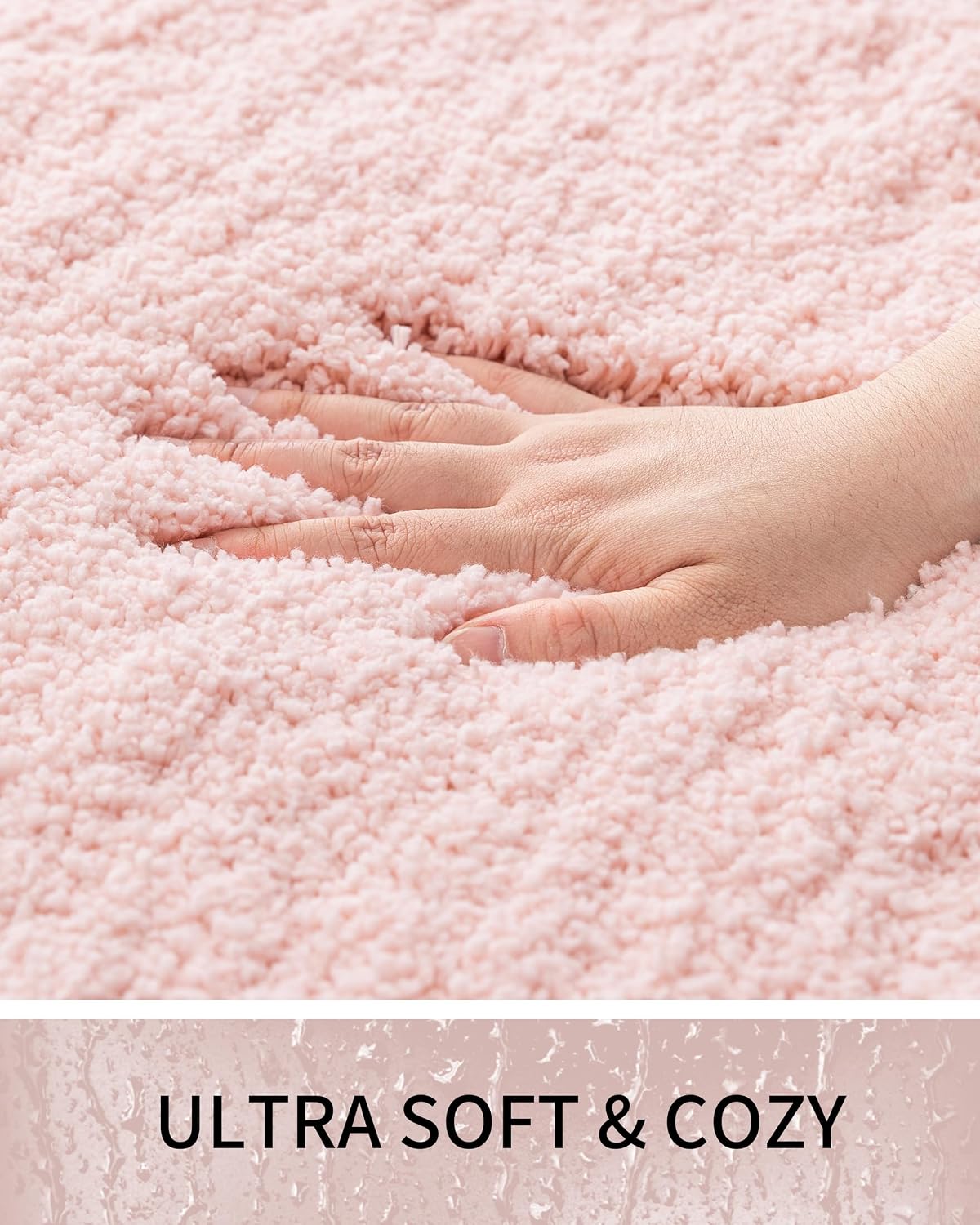 Toilet Rugs U-Shaped Mat 24x22, Contour Bathroom Mat - Ultra Soft & Absorbent Microfiber, Quick-Dry, Machine Washable with High Density Foam Latex Non Slip Backing, Pink