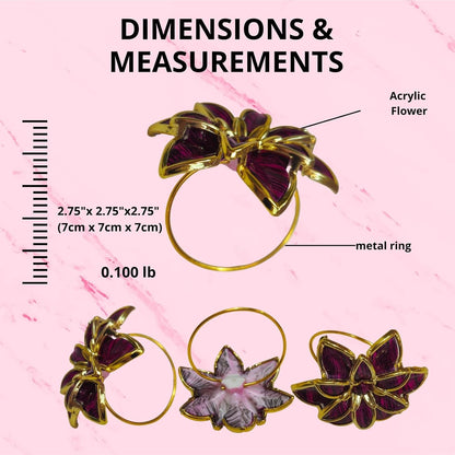 Charlo's Set of 4 Party Delicate Flower Napkin Rings for Wedding, Thanksgiving, Christmas, Wedding, Banquet, Birthday (Pink Party)