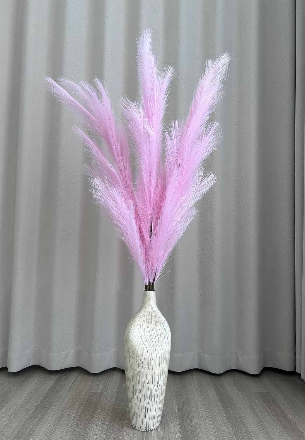 Faux Pampas Grass 3PCS Tall 51'' for Floor Vase Dried Pampas Grass Decor Living Room Decor and Accessories Fluffy Artificial Home Decor (Pink)