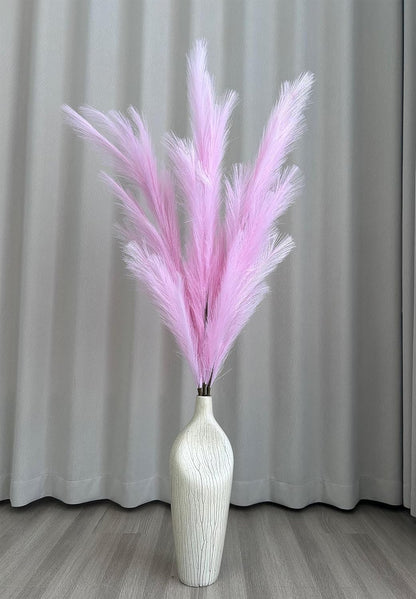 Faux Pampas Grass 3PCS Tall 51'' for Floor Vase Dried Pampas Grass Decor Living Room Decor and Accessories Fluffy Artificial Home Decor (Pink)