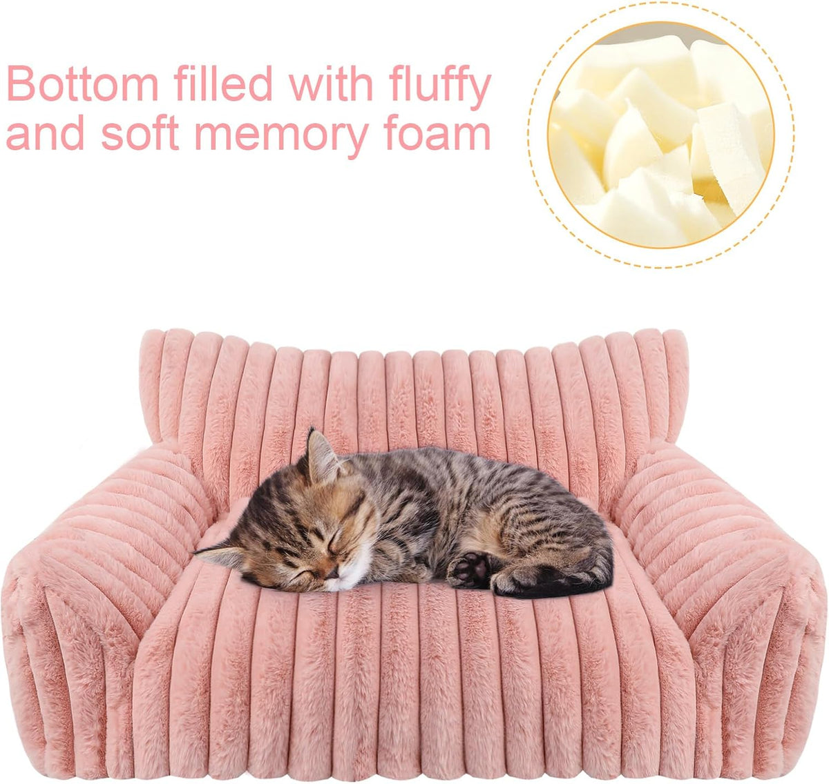 Cute Cat Couch Bed for Indoor Cats, Dog Beds for Small Dogs Couch, S, Pink