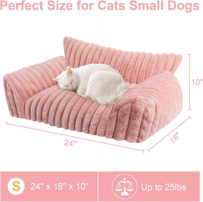 Cute Cat Couch Bed for Indoor Cats, Dog Beds for Small Dogs Couch, S, Pink