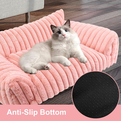 Cute Cat Couch Bed for Indoor Cats, Dog Beds for Small Dogs Couch, S, Pink