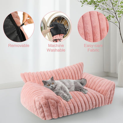 Cute Cat Couch Bed for Indoor Cats, Dog Beds for Small Dogs Couch, S, Pink