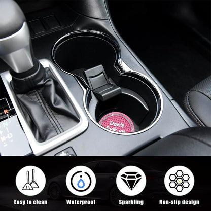 2 Pack Bling Car Cup Holder Coaster, 2.75 Inch Anti-Slip Auto Insert Cup Coaster, Crystal Car Drink Cup Mat Perfect for Women Girls, Universal Interior Decor Accessories (Pink)