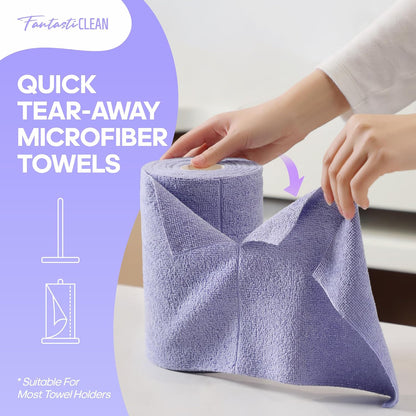 Microfiber Cleaning Cloth Roll 120Pack, Pink and Light-Purple