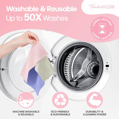 Microfiber Cleaning Cloth Roll 120Pack, Pink and Light-Purple