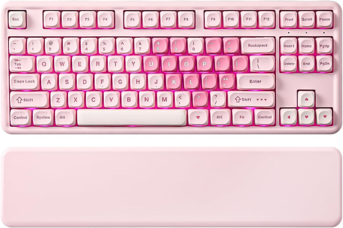 YUNZII B87 TKL Wireless Mechanical Keyboard (Pink, Milk Switch)