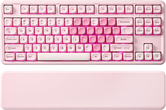 YUNZII B87 TKL Wireless Mechanical Keyboard (Pink, Milk Switch)