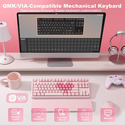 YUNZII B87 TKL Wireless Mechanical Keyboard (Pink, Milk Switch)