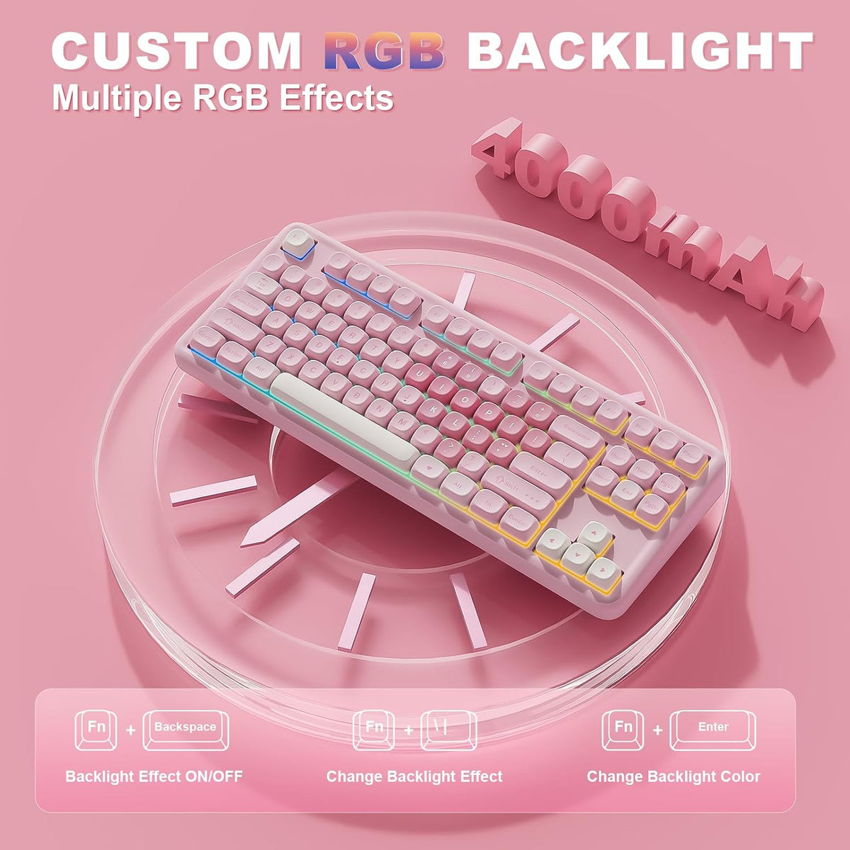 YUNZII B87 TKL Wireless Mechanical Keyboard (Pink, Milk Switch)