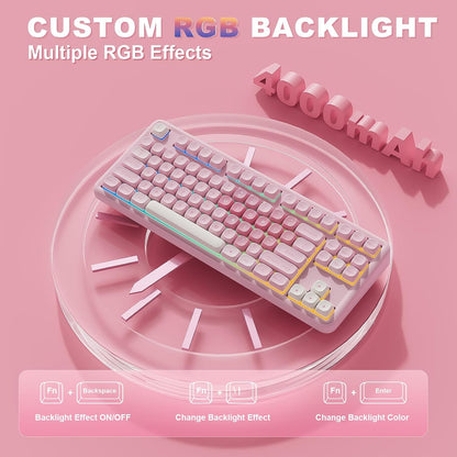 YUNZII B87 TKL Wireless Mechanical Keyboard (Pink, Milk Switch)