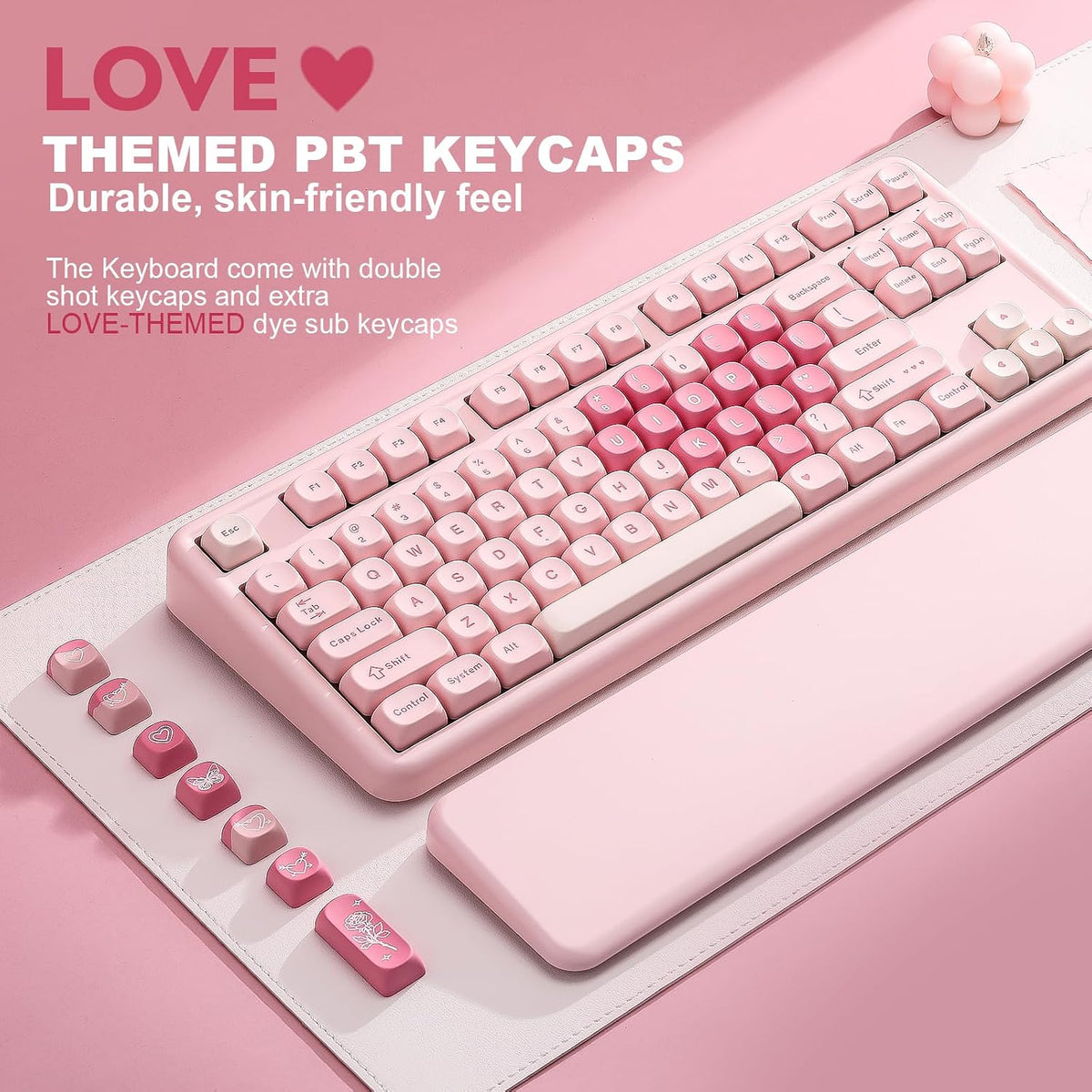 YUNZII B87 TKL Wireless Mechanical Keyboard (Pink, Milk Switch)