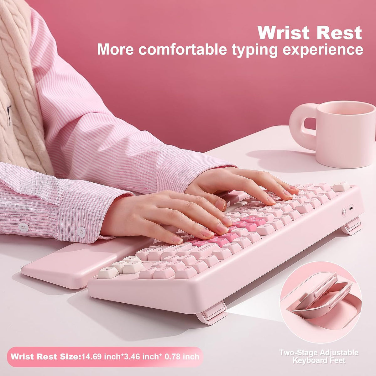 YUNZII B87 TKL Wireless Mechanical Keyboard (Pink, Milk Switch)
