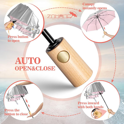 UV Umbrella for Sun Protection UPF 50+,43 Inch Travel Compact Sun Umbrellas UV Blocking Small Auto Open Portable for Walking