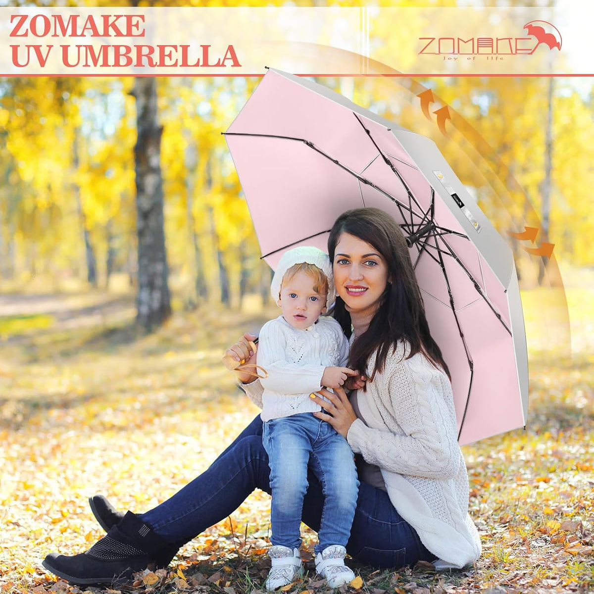 UV Umbrella for Sun Protection UPF 50+,43 Inch Travel Compact Sun Umbrellas UV Blocking Small Auto Open Portable for Walking
