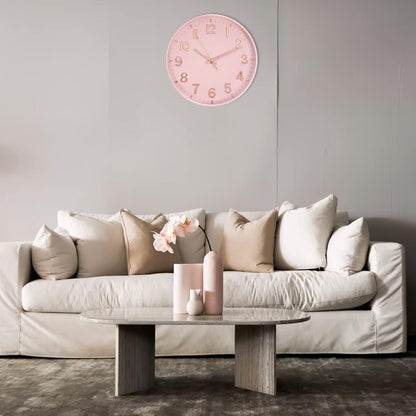 12 Inch Silent Wall Clock Battery Operated Non Ticking Pink