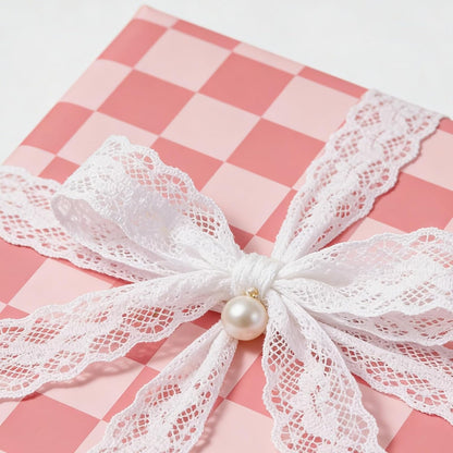 Pink Checkered Gingham Peel and Stick Wallpaper Girls 17.5"x80"