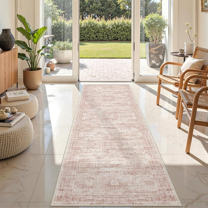 2x8 Runner Rug Non Slip,Washable Hallway Runner Rug,Pink