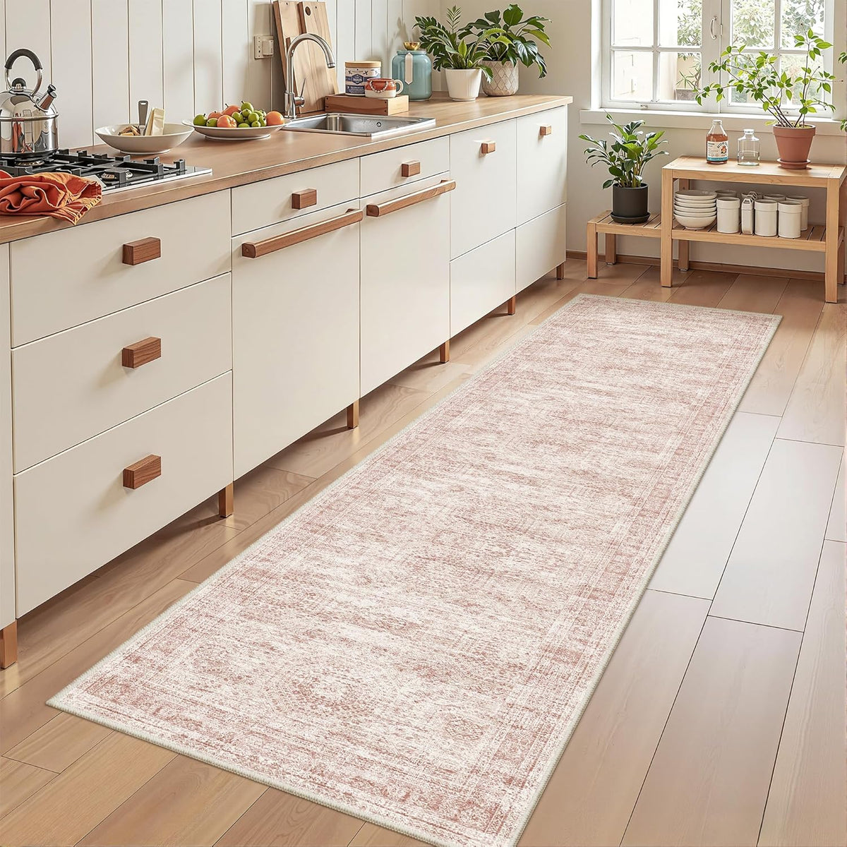 2x8 Runner Rug Non Slip,Washable Hallway Runner Rug,Pink