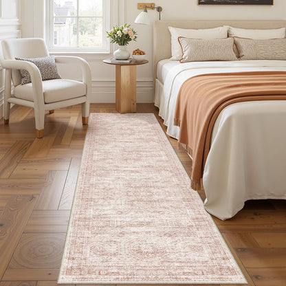 2x8 Runner Rug Non Slip,Washable Hallway Runner Rug,Pink