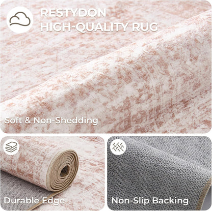 2x8 Runner Rug Non Slip,Washable Hallway Runner Rug,Pink