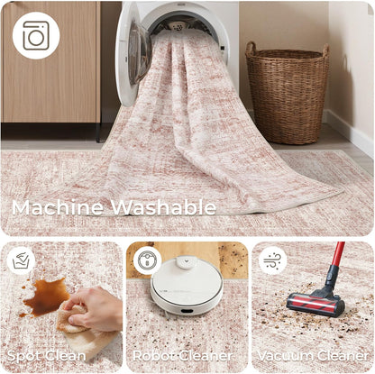 2x8 Runner Rug Non Slip,Washable Hallway Runner Rug,Pink