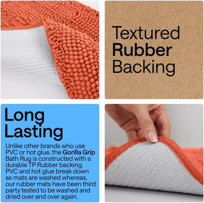 Bath Rug Mat for Bathroom, Absorbent Chenille, 24x17 Coral