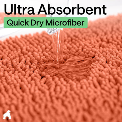 Bath Rug Mat for Bathroom, Absorbent Chenille, 24x17 Coral
