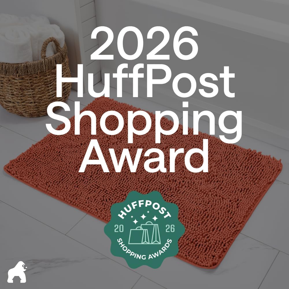 Bath Rug Mat for Bathroom, Absorbent Chenille, 24x17 Coral