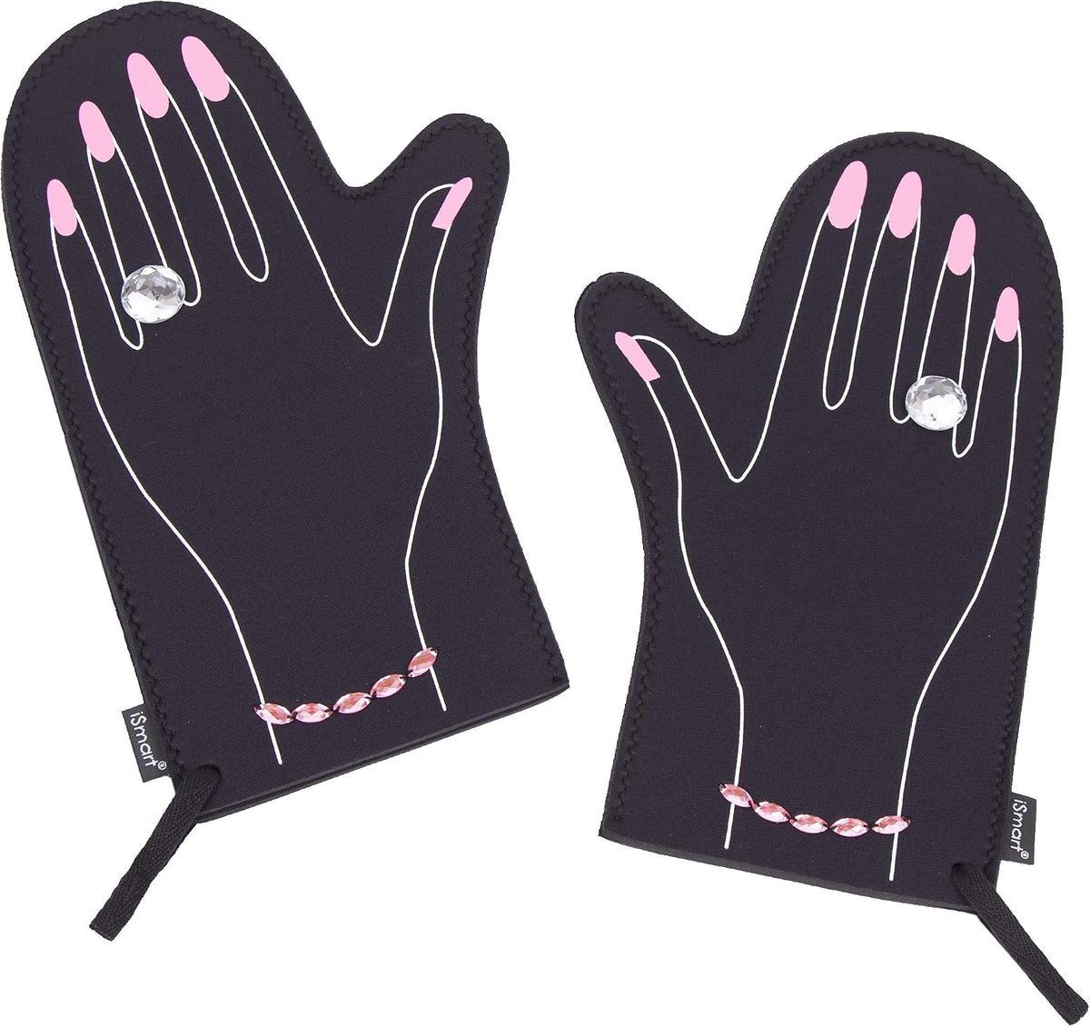 Neoprene Heat-Resistant Oven Mitts – Set of 2 Stylish Kitchen Gloves for Baking & Cooking (13.2” x 7.9”, Pink Horses Bracelet Design)