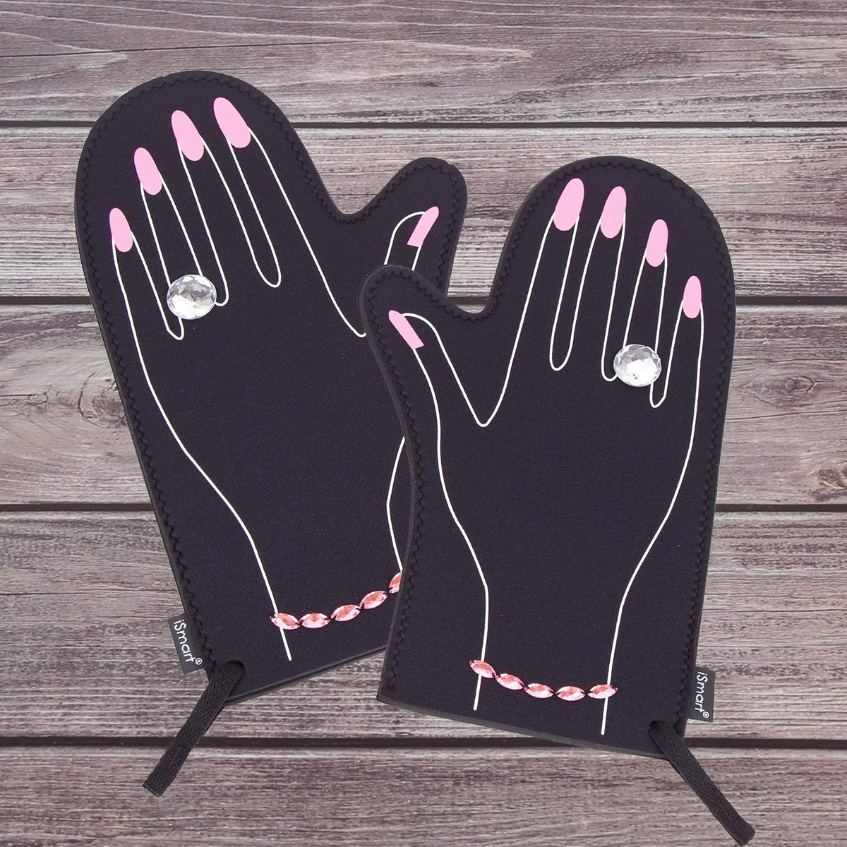 Neoprene Heat-Resistant Oven Mitts – Set of 2 Stylish Kitchen Gloves for Baking & Cooking (13.2” x 7.9”, Pink Horses Bracelet Design)