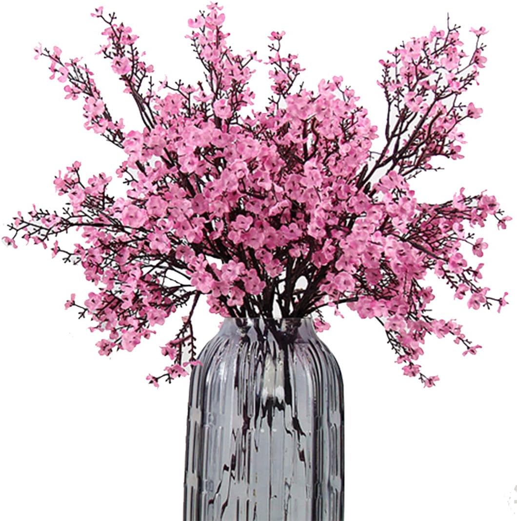 Babys Breath Fabric Cloth Artificial Flowers 6 Bundle European Fake Silk Plants Decor Wedding Party Decoration Bouquets Real Touch DIY Home Garden(Pink)