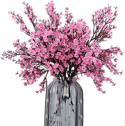Babys Breath Fabric Cloth Artificial Flowers 6 Bundle European Fake Silk Plants Decor Wedding Party Decoration Bouquets Real Touch DIY Home Garden(Pink)