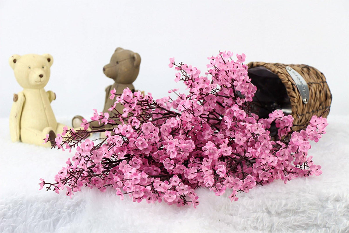 Babys Breath Fabric Cloth Artificial Flowers 6 Bundle European Fake Silk Plants Decor Wedding Party Decoration Bouquets Real Touch DIY Home Garden(Pink)